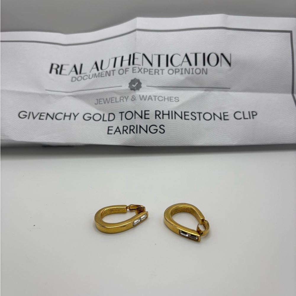 Givenchy Gold Clip Earrings with Rhinestones